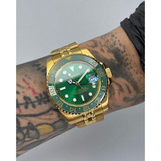 Custom Seiko Mod •  Green Gold GMT-Master II • 40mm